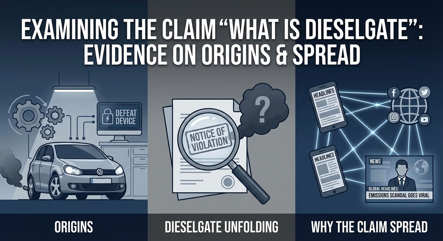 Article type: Overview, Title: What Is Dieselgate (Volkswagen Emissions Scandal), Claims: Claim Summary, Origins, and Why It Spread