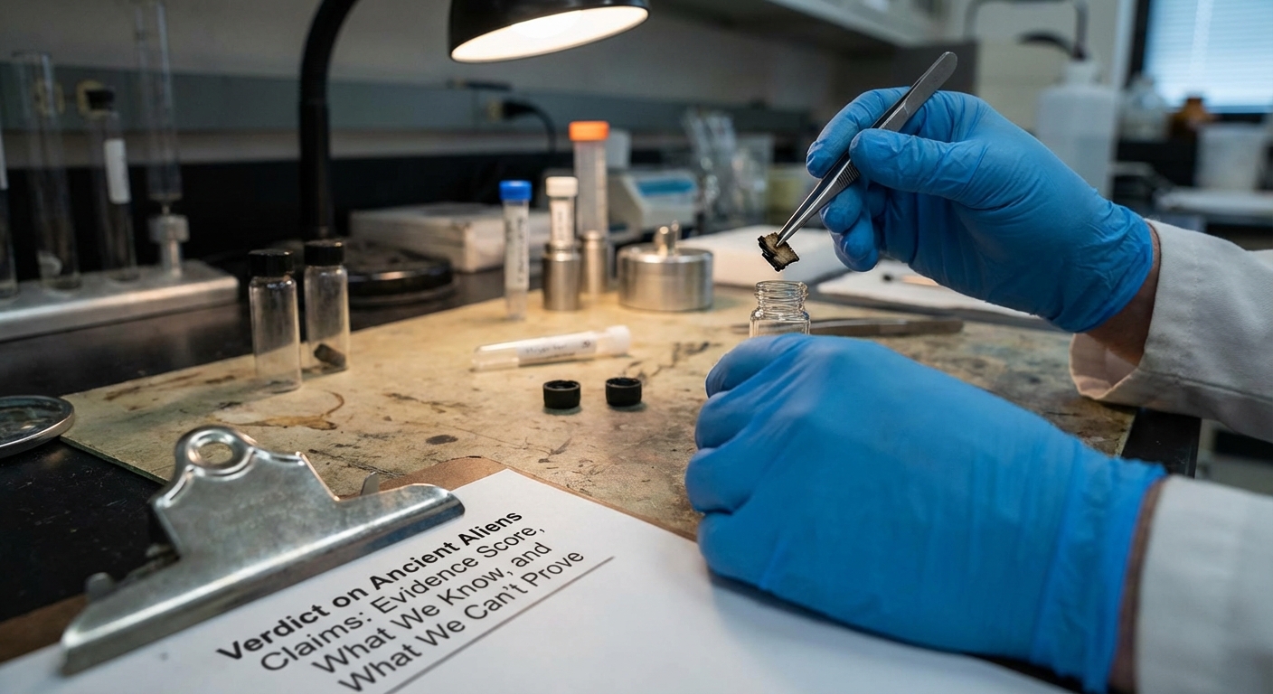 Laboratory close-up of a scientist preparing a dated sample with lab instruments visible.