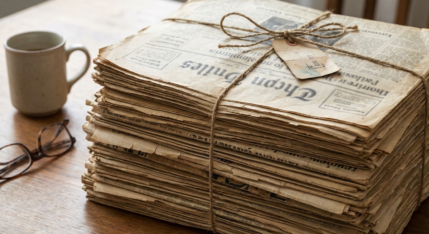 Stacked period newspapers from multiple countries arranged to suggest international coverage of a 1953 event.