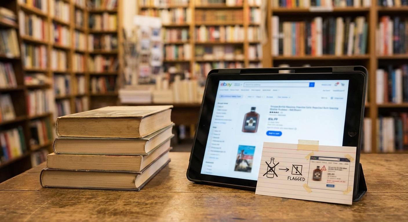 Books and an online storefront displayed on a tablet, illustrating commercial circulation of cure claims.