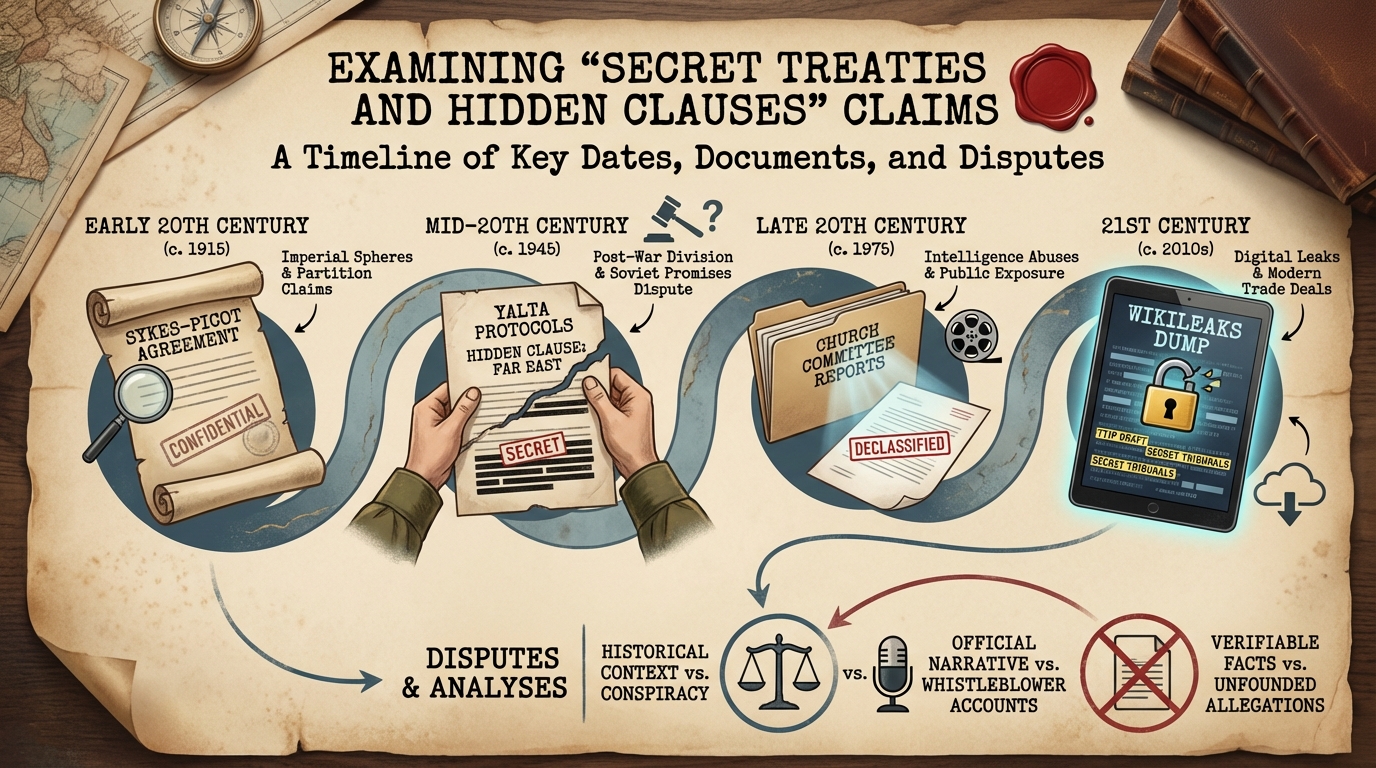 Article type: Timeline, Title: Secret Treaties and Hidden Clauses: Real vs Rumor, Claims: Timeline: Key Dates, Documents, and Turning Points
